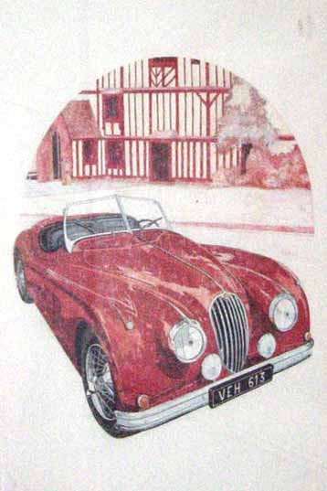 Voiture en carte postale jaguar